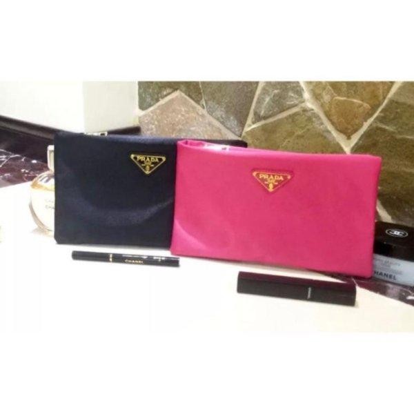 Dijual Pouch Makeup Tas Kosmetik Prada Nylon Ori - Model Slim