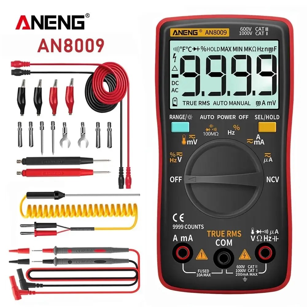 ANENG AN8009 Digital Multimeter Transistor Tester Capacitor True RMS