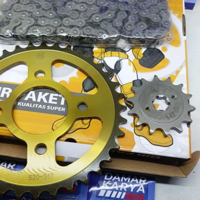 GEAR SET PULSAR 220 - GIR PAKET RANTAI PULSAR 220 TEBAL 520H ESF