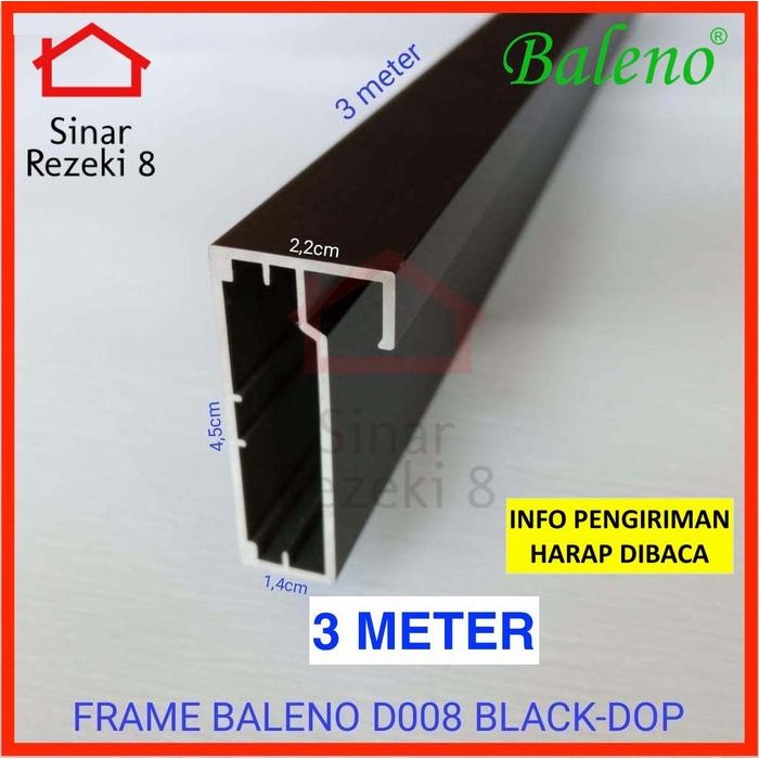FRAME Aluminium Hitam Kaca Lemari Kitchen Profil Lis Bingkai FA 128