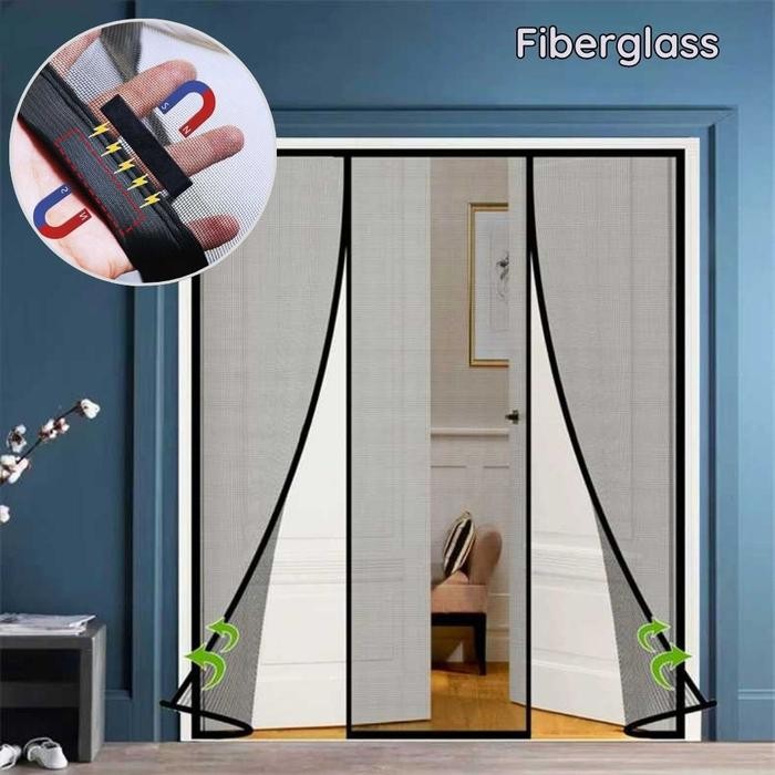 Tirai Magnet Anti Nyamuk 3 Sisi - Tirai Pintu Magnet Fiberglass Mesh Net