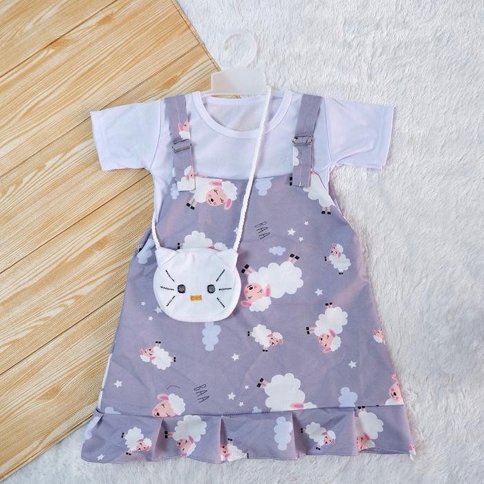 elan 618 Bulan Baju, Overall & Tas Anak Bi Perempuan. Setelan Pakaian Dress Kodok Baby Cewek.