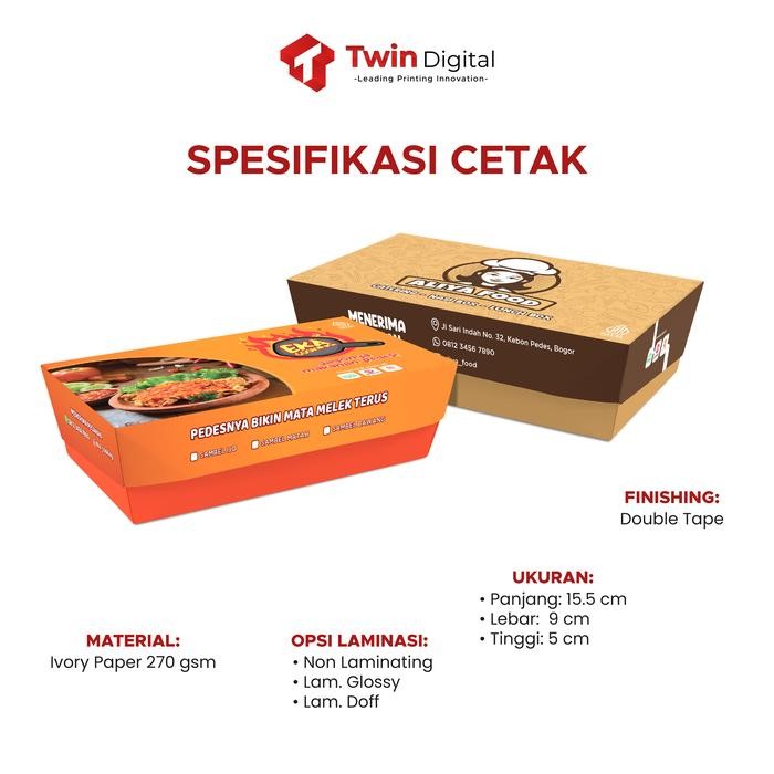 Custom Print Paper Lunch Box Kotak Kemasan Makanan- Food Pail Rice Box Terlaris