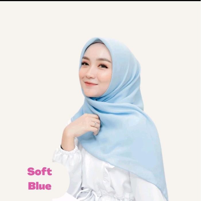 Harga Terbaru Plain Square Baby Blue Soft Blue/Hijab Segi Empat Biru Muda/ Krudung Segi Empat Biru