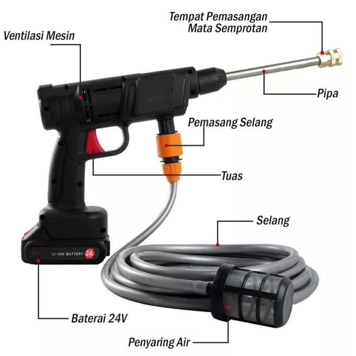[BISA COD] Mesin Cuci Steam Motor Mobil Baterai 21 Volt/ 28 Volt / 48 Volt Cordless Water gun High