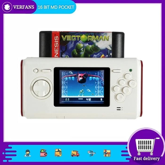 Original MegaDrive 16 BIT MD Compatible POCKET MD White Retro