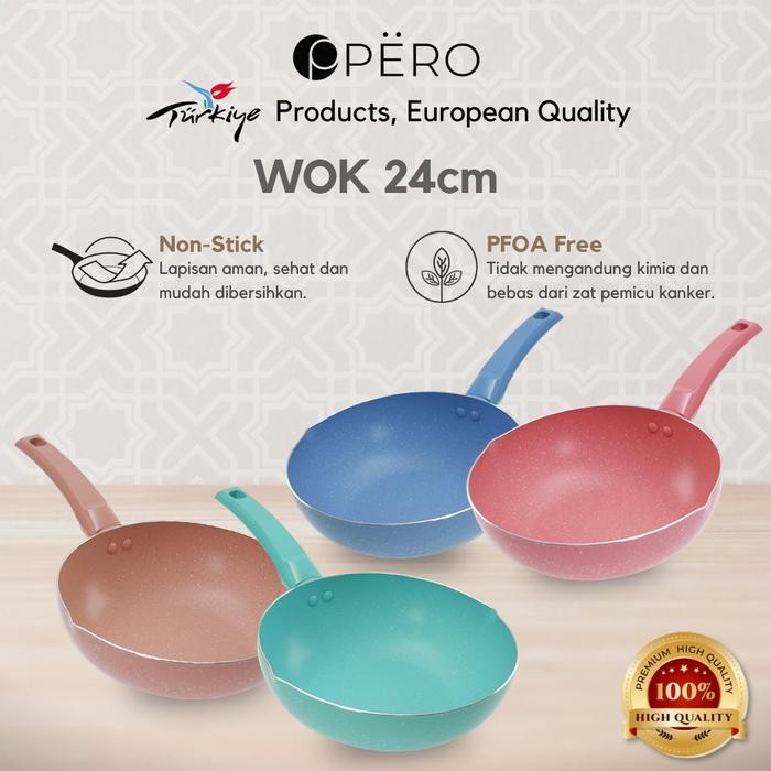 PREMIUM [Exclusive Koko Panci] Pero Wokpan 24cm Tanpa LID/ Wajan Penggorengan Dengan Tutup Kaca /