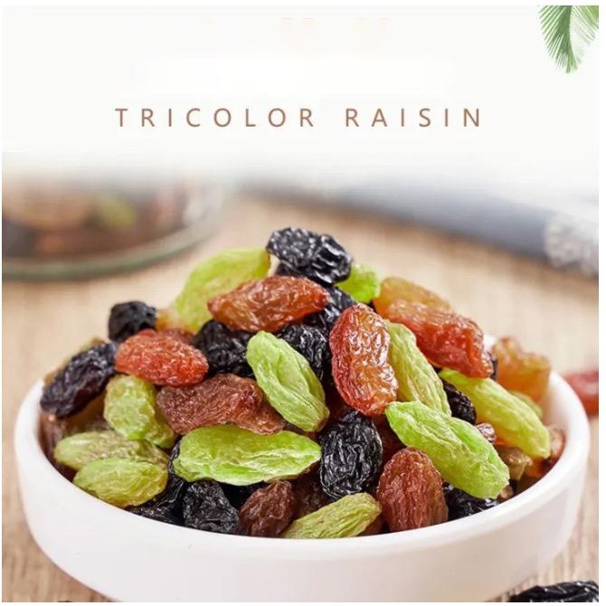 

New Tricolour Raisins Unsweetened 1kg/1000gr / Kismis Emas, hijau dan Hitam / Kismis 3 warna/camilan