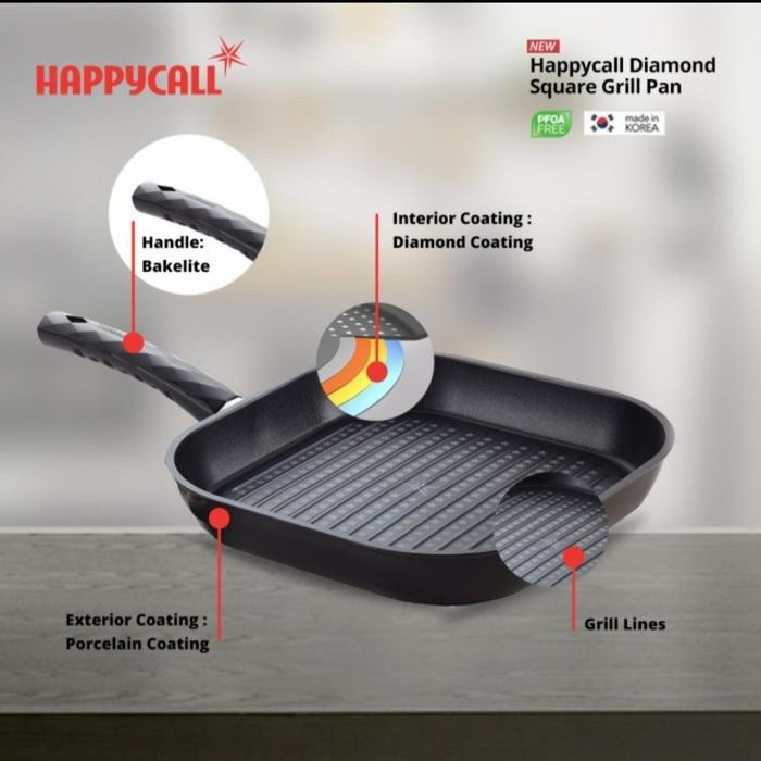 Happy Call Original Diamond Square Grille Pan 28Cm Made In Korea