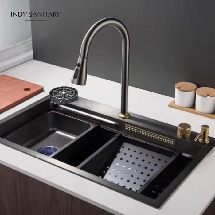 PREMIUM BAK CUCI PIRING Kitchen Sink Black 8245 Valpra / Sink Hitam 2 Lubang