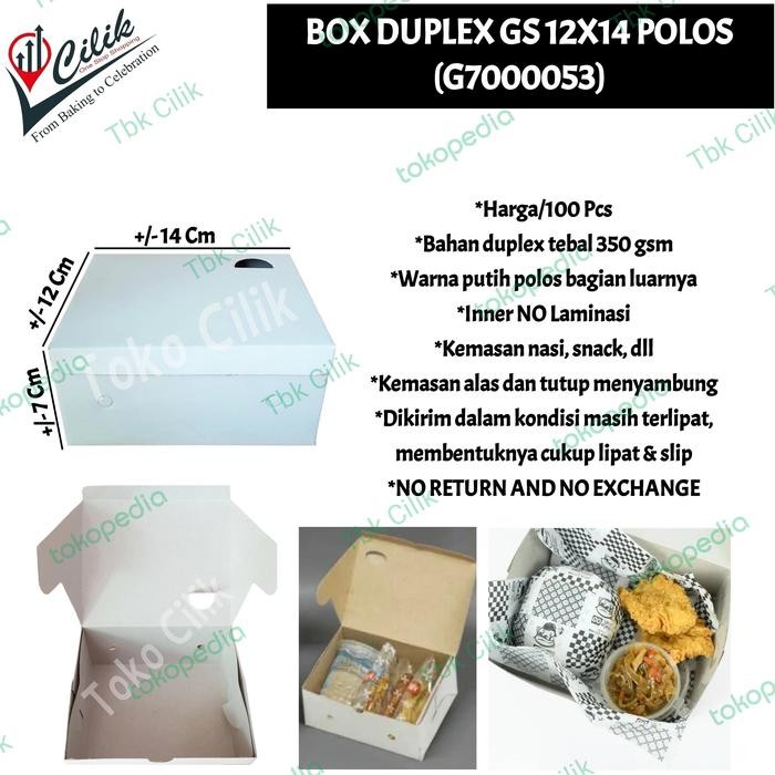 Box+Putih+Polos+12X14+Kemasan+Packaging+Kue+Snack+Chicken+Dus+Nasi Terlaris