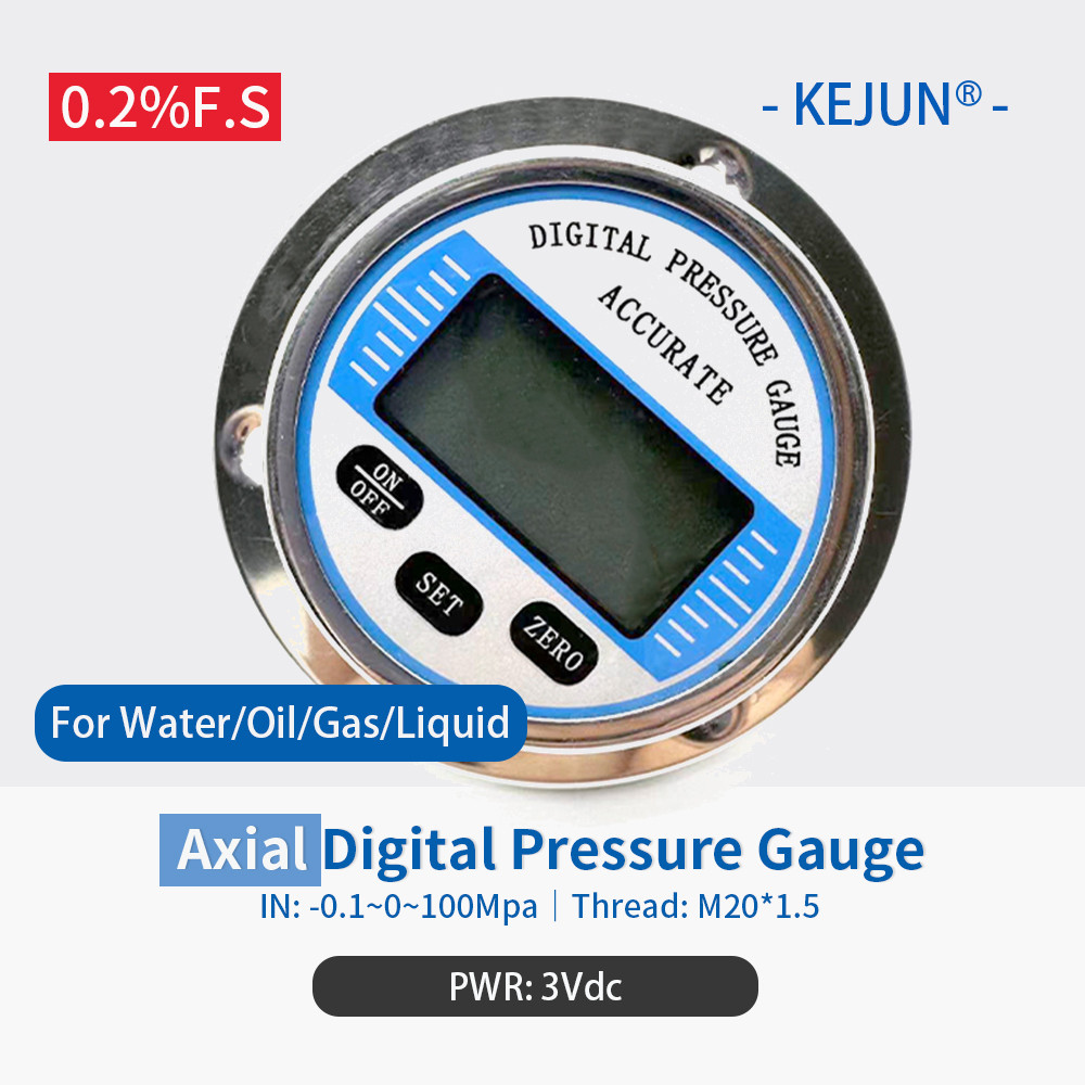 0.2%F.S Axial Vacuum Negative Pressure Gauge Gas Water Fuel Digital Manometer 0-100Mpa Digital Press