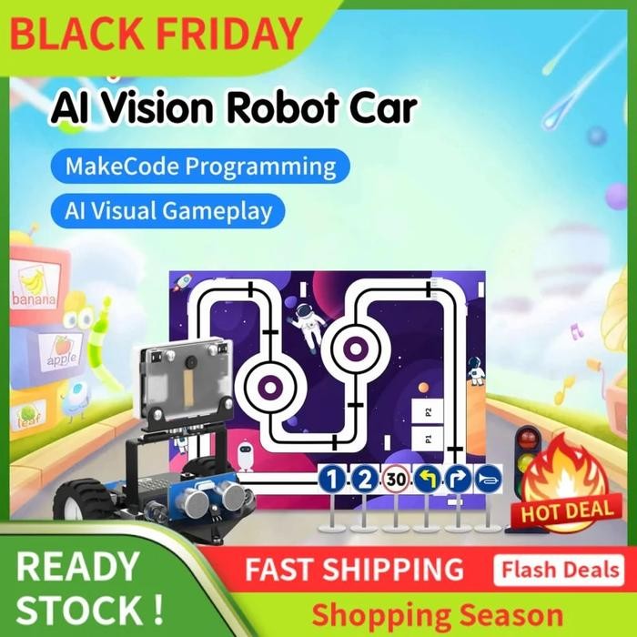 Microbit Smart Robot Car AI Visual Robot with K210 Module for Kids