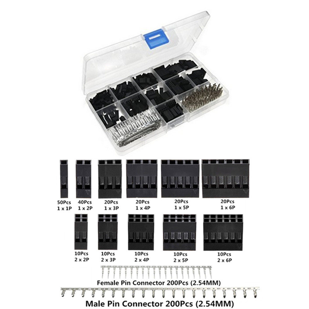620Pcs Dupont Connector 2.54mm Dupont Cable Jumper Wire Pin Header