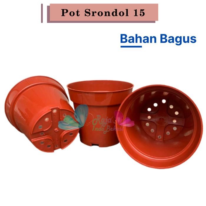 [Sp] Pot Tinggi 15Cm Srondol Coklat Merah Bata Bunga Plastik 15 Cm Tanaman