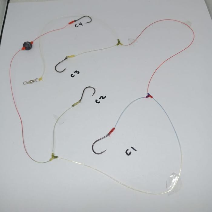 Rakitan Pancing Cabang 4 untuk Ikan Bawal dan Lele dengan Kail