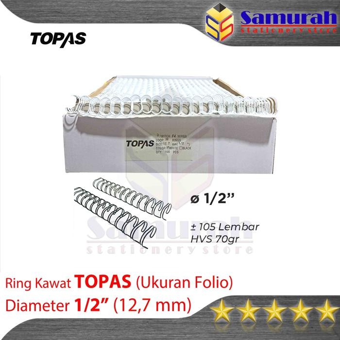 

Ring Binder Kawat Topas Ukuran Folio 1/2" Diameter 12,7 mm / 38 Wire Ring Binding 3 : 1 isi 100 ng /