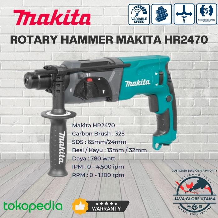 Makita Hr2470 Mesin Bor Bobok Beton Bisa 3 Fungsi
