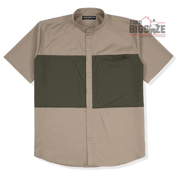Ealore Kemeja Koko Color Block Bigsize Original Baju MuslPria Jumbo Size ES110