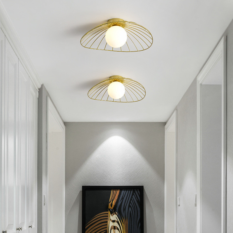 Nordic Luxury Black Gold Ceiling Lamp for Hallway Corridor Entrance
