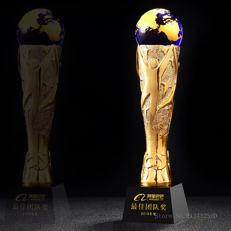 ATAS TANAH kreatif bola kristal biru, trofi Resin, Plating emas,