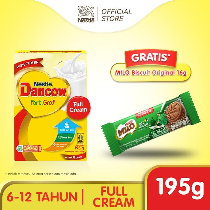 

Dancow Fortigro Susu Bubuk Full Cream 195g Free MILO Biscuit