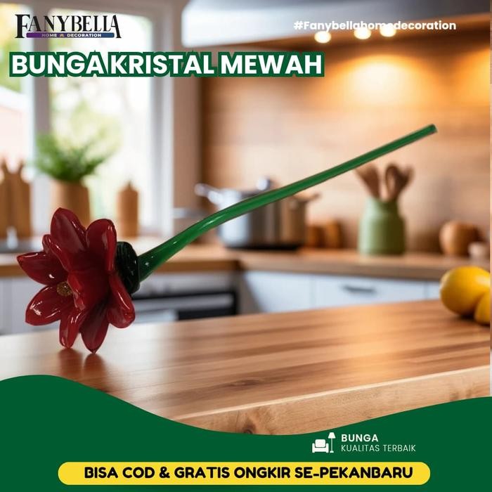 Bunga Kristal Keramik Kaca Mewah Dekorasi Rumah Import