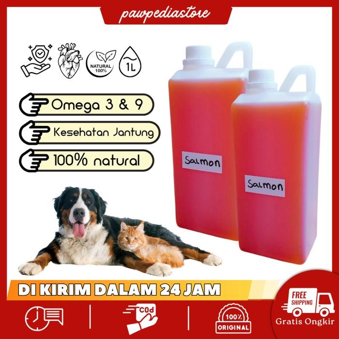 PAWPEDIASTORE MINYAK IKAN SALMON MURNI 100% 1 LITER MINYAK SALMON PENUMBUH BULU MINYAK SALMON MURNI/
