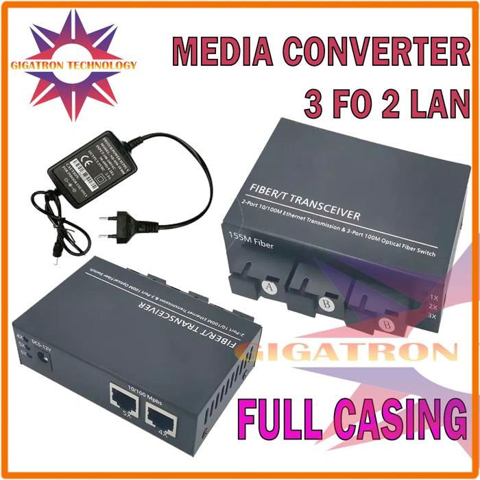 Media Converter 3 Port Fo 2 Port Lan / Switch Fiber 3 Fo 2 Sc