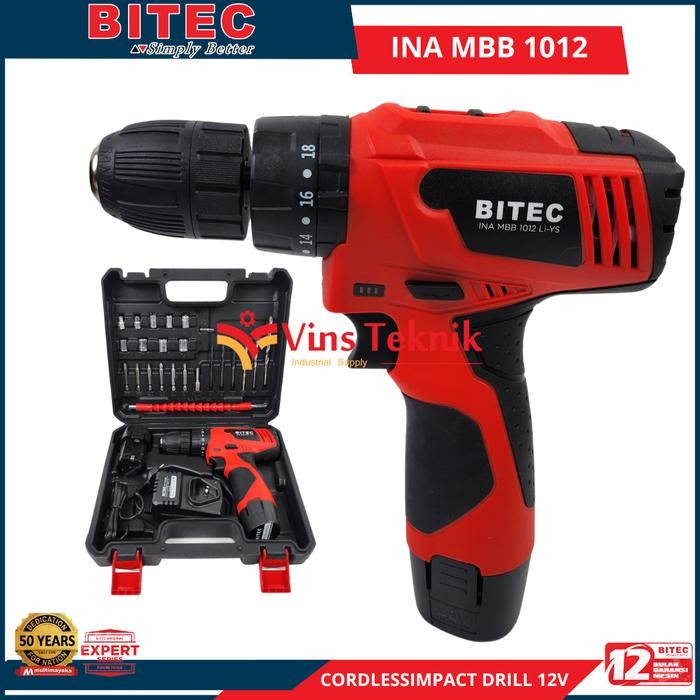 Bitec Ina Mbb 1012 Mbb1012 Mesin Bor Baterai Cordless Impact Drill 12V