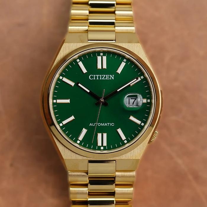 Jam Tangan Otomatis Pria CITIZEN Tsuyosa NJ0152-51X GOLD Green Dial *