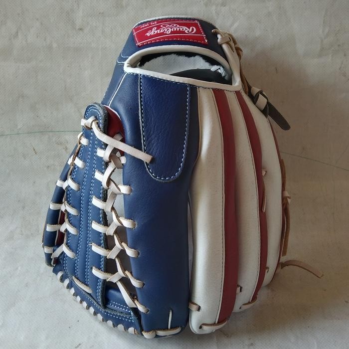 Glove Softball Kulit Kombinasi Warna Biru Putih Merah 12"