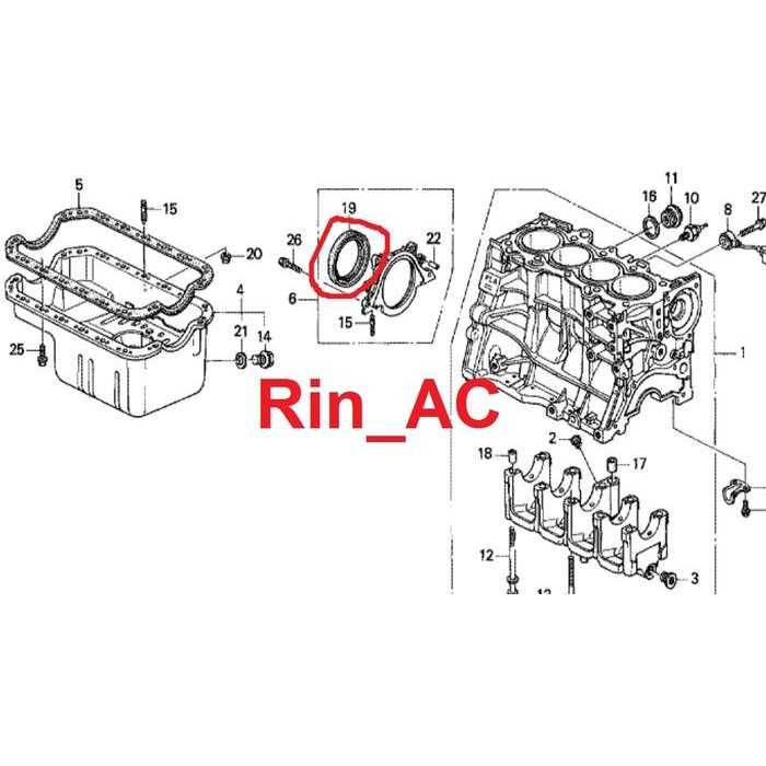 Oil Seal Sil Oli Kruk Krek Ker As Belakang Honda Civic Century Es Vti