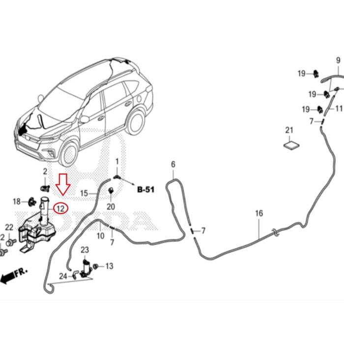 Botol Tabung Cadangan Air Wiper Honda Crv Brv Gen 2 2022-2024 Original
