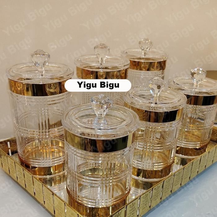Banyak Stok  Toples Lebaran Set Mewah Kristal/toples Gold/toples Mewah/toples Kristal Mewah Gold