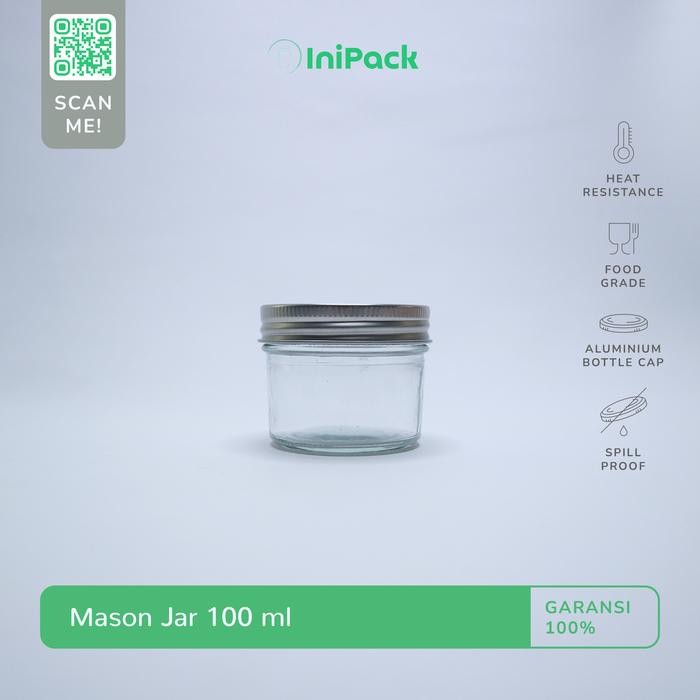 Jar Kaca 100 ML / Mason Jar Kaca 100 ML Tutup ALUMINIUM