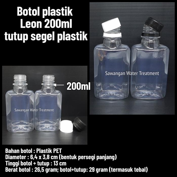 Botol plastik 200ml Tutup plastik / Botol Leon 200 ml tutup plastik