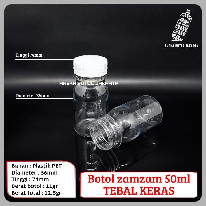 Botol zamzam 50 ml / Botol plastik 50 ml / Botol Madu / kapsul / obat