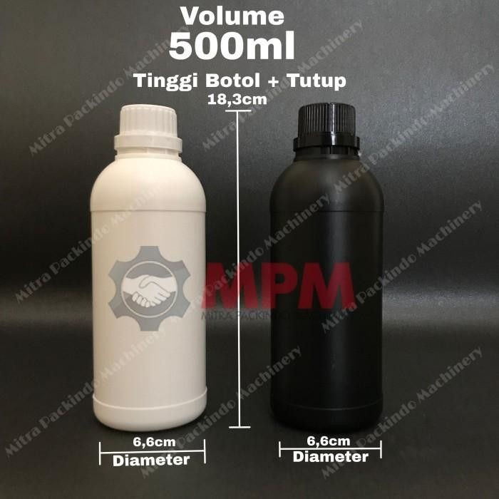 Botol Agro HDPE Putih Hitam 500ml / Botol Labor 500 ml