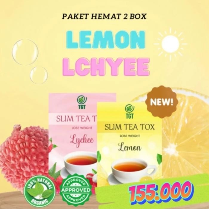 

Paket 2 Box TGT Slim tea tox Lemon dan Lychee