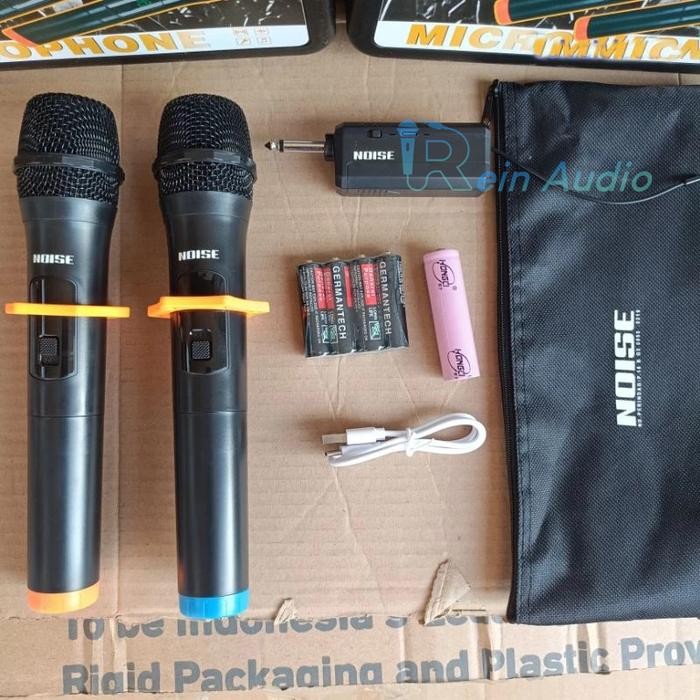 MIC WIRELESS NOISE W-702 / W702 DUAL HANDLE MINI RECEIVER + FREE KOPER