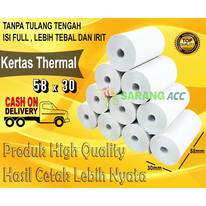 

Kertas Struck Printer Thermal 58 X 30Mm 1 Box Isi 100 Roll Terbatas