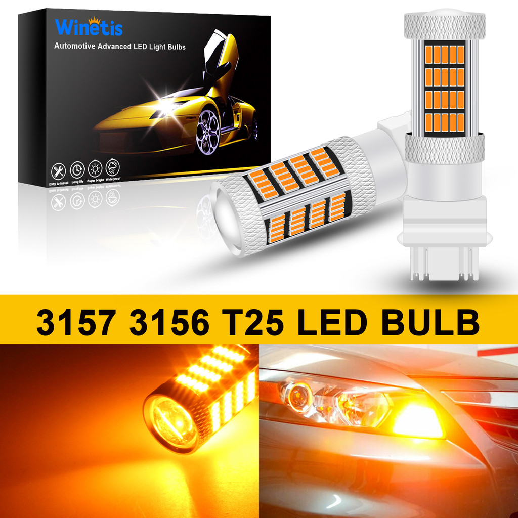 Winetis 2X 3157 3156 3056 3457A 4057 4157 LED Turn Signal Light DRL Parking Bulbs Amber Yellow 400%
