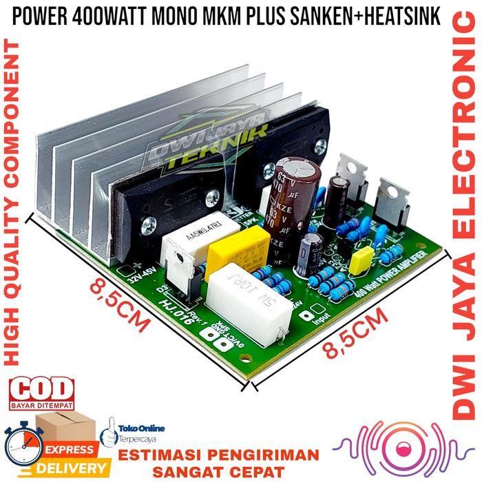 Power 400 Watt Mono Kapasitor MKM + Transistor FINAL SANKEN HEATSINK