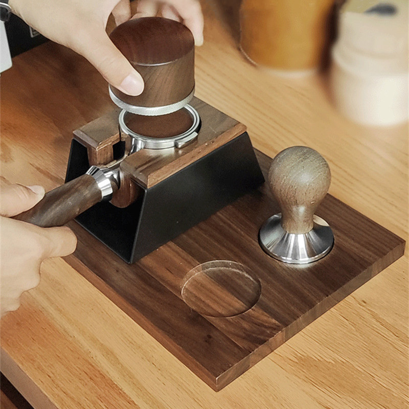 

58mm Wood Coffee Distributor and Espresso Tamper Holder Coffee Machine Accessories Protafilter Stand
