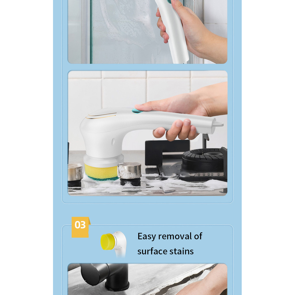 

5-in-1 Multi Electric Cleaning Brush Waterproof Electric Handheld Scrubber Bathtu Sink Bathroom