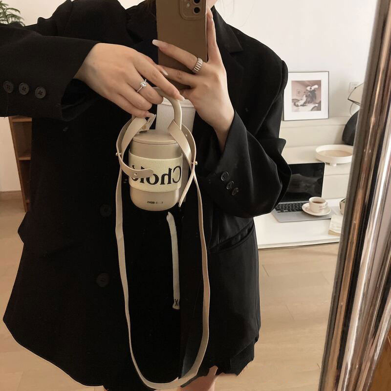 

300ml 430ml Lock Shaped Insulation Thremos Vacuum Cup Stainless Steel Slung Over Body High-capacity