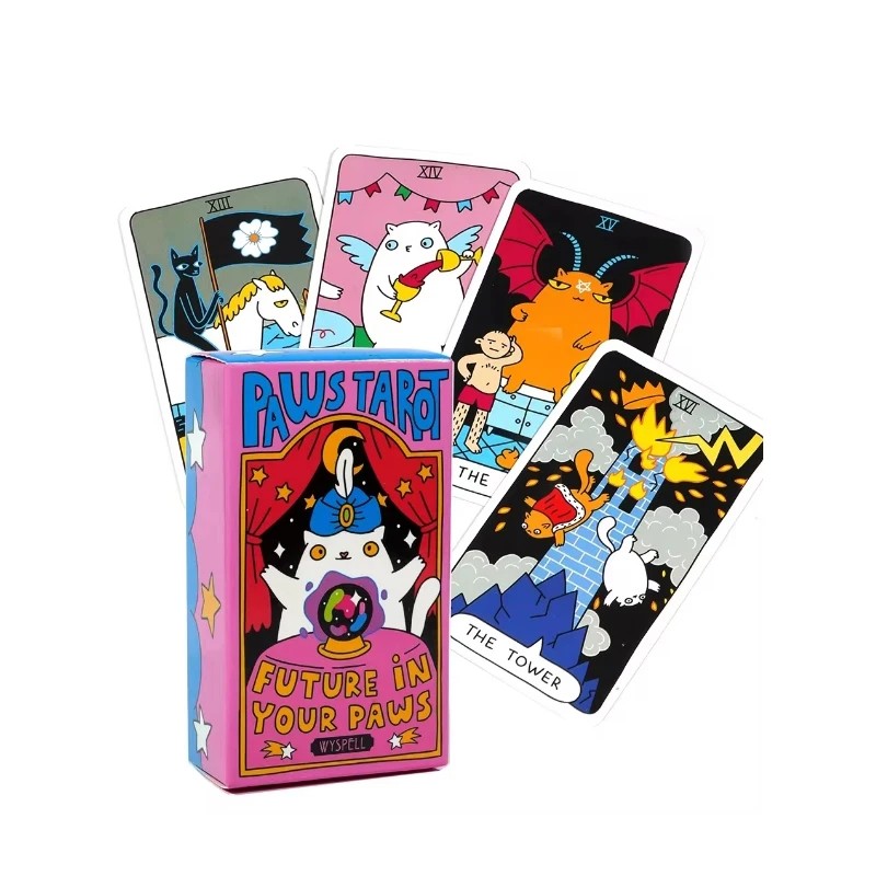 

Paws Tarot Cards A 78 Tarot Fortune Telling Divination Tools English Tarot Decks for Board Game Fate