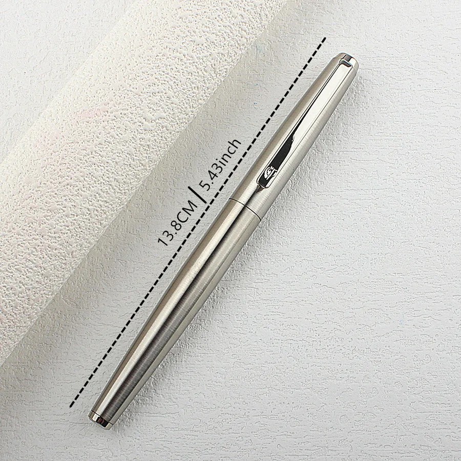

New Hongdian Stainless steel silver Metal Fountain Pen EF/F Nib School Office Supplies student