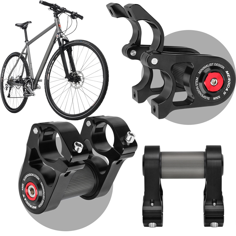 Bike Handlebar Stem Aluminum Alloy Bicycle Suspension Stem Shock Absorbing Cycling Double Stem for F